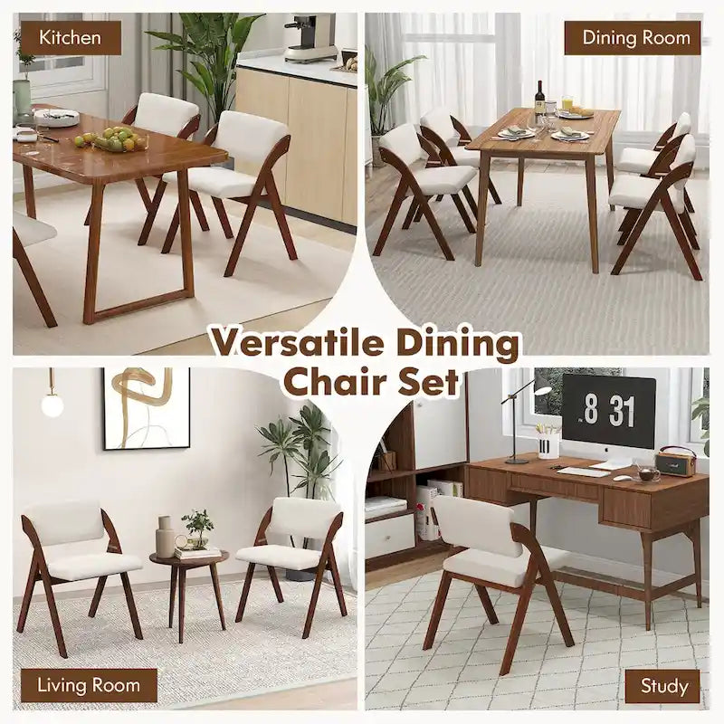 Chaise de salle à manger pliante Chêne & Beige / Noyer & Beige, lot de 4