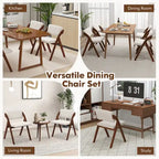 Chaise de salle à manger pliante Chêne & Beige / Noyer & Beige, lot de 4