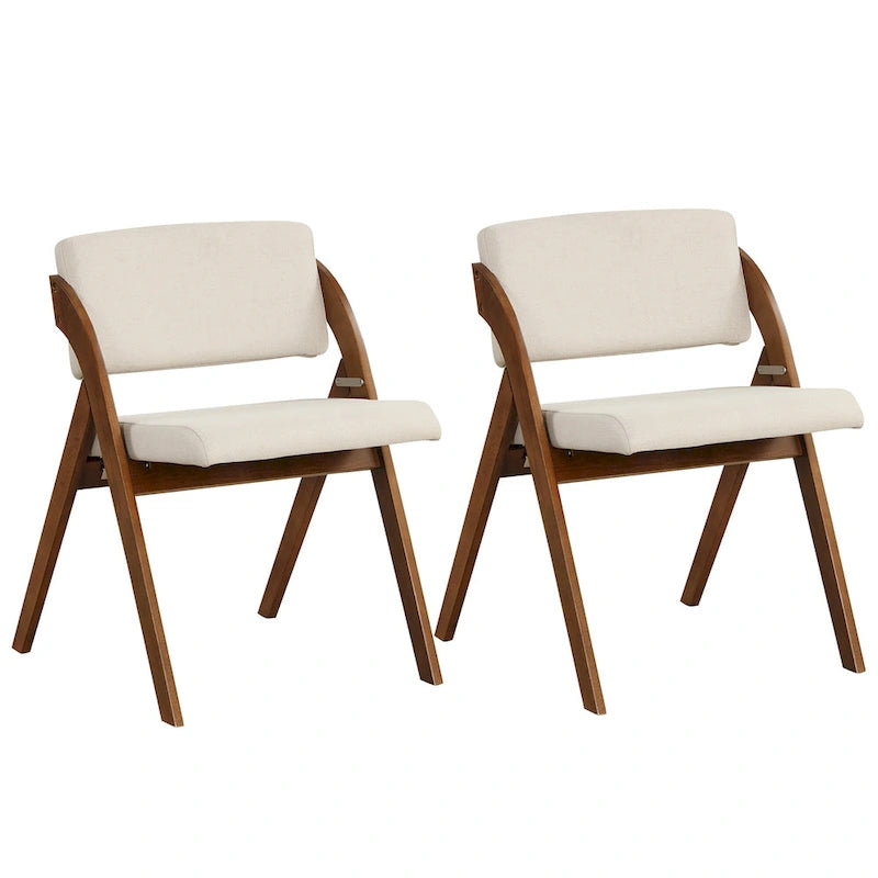Chaise de salle à manger pliante Chêne & Beige / Noyer & Beige, lot de 4