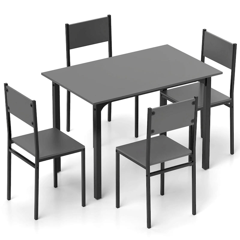Ensemble de salle à manger industriel 5 pièces pour 4 personnes, marron rustique / gris
