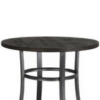 Table à manger ronde hauteur comptoir, 4 places, marron foncé et argent
