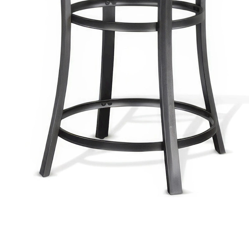 Table à manger ronde hauteur comptoir, 4 places, marron foncé et argent