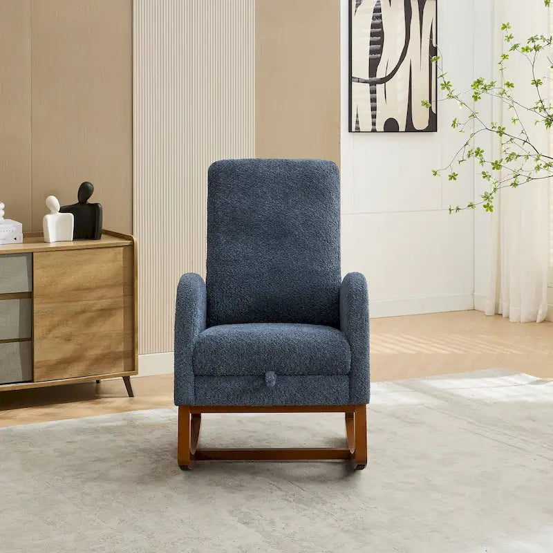 Fauteuil à bascule à oreilles avec poches latérales – 1 place, anthracite / marine / gris clair / ivoire / caramel
