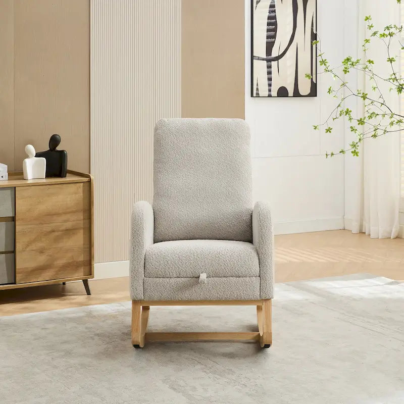 Fauteuil à bascule à oreilles avec poches latérales – 1 place, anthracite / marine / gris clair / ivoire / caramel