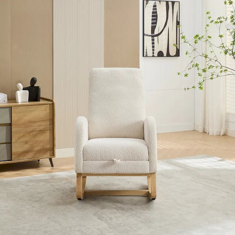Fauteuil à bascule à oreilles avec poches latérales – 1 place, anthracite / marine / gris clair / ivoire / caramel