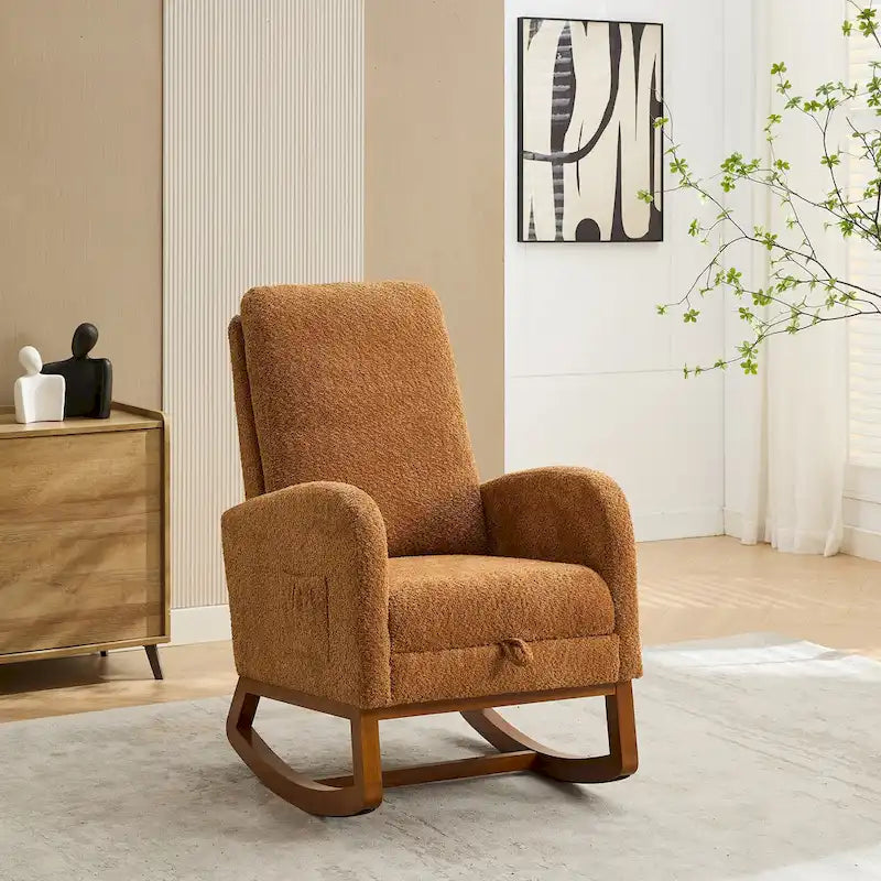 Fauteuil à bascule à oreilles avec poches latérales – 1 place, anthracite / marine / gris clair / ivoire / caramel