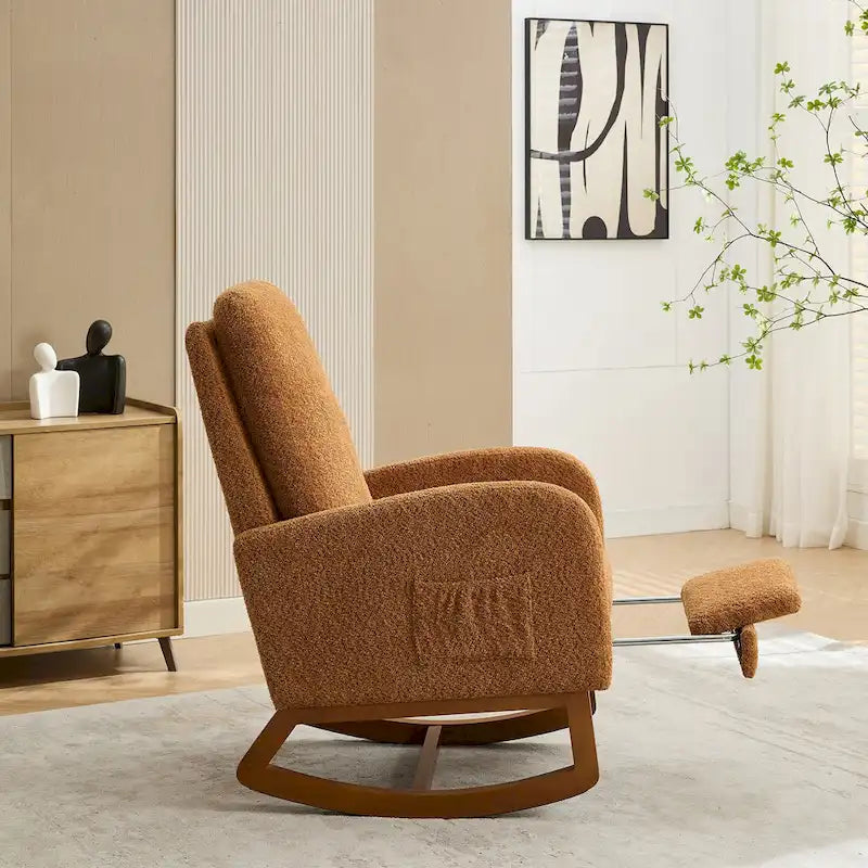 Fauteuil à bascule à oreilles avec poches latérales – 1 place, anthracite / marine / gris clair / ivoire / caramel