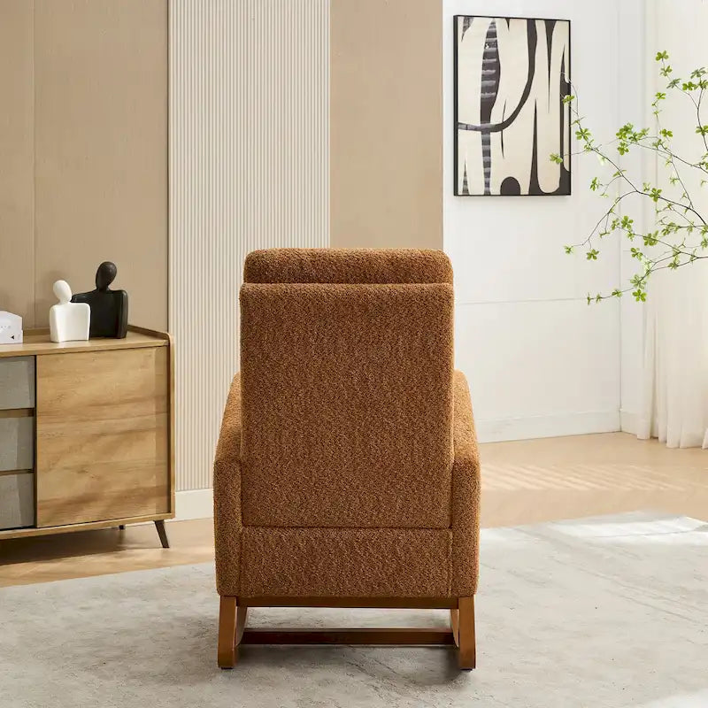 Fauteuil à bascule à oreilles avec poches latérales – 1 place, anthracite / marine / gris clair / ivoire / caramel