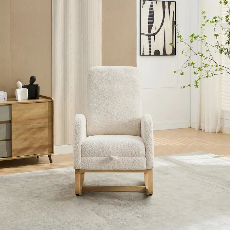 Fauteuil à bascule à oreilles avec poches latérales – 1 place, anthracite / marine / gris clair / ivoire / caramel