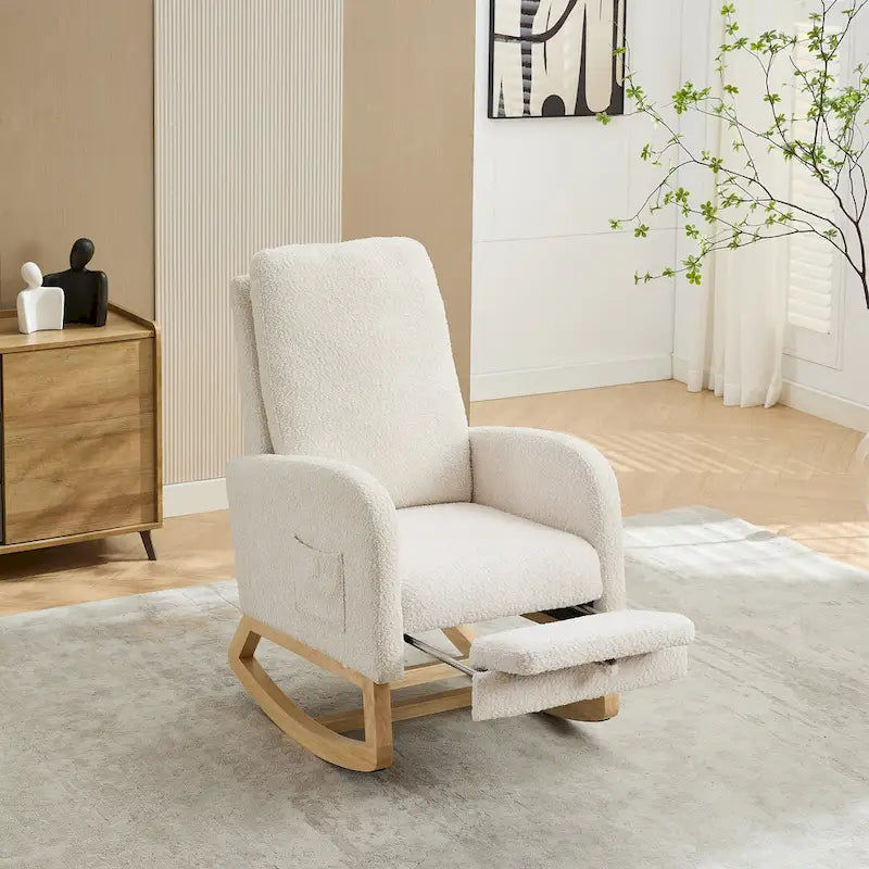 Fauteuil à bascule à oreilles avec poches latérales – 1 place, anthracite / marine / gris clair / ivoire / caramel
