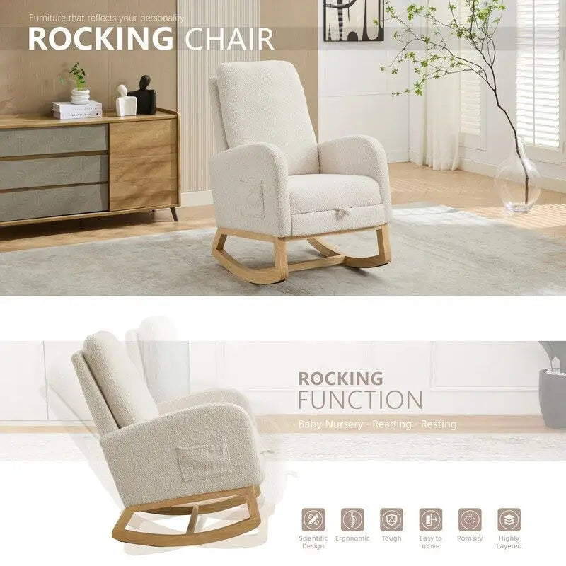 Fauteuil à bascule à oreilles avec poches latérales – 1 place, anthracite / marine / gris clair / ivoire / caramel