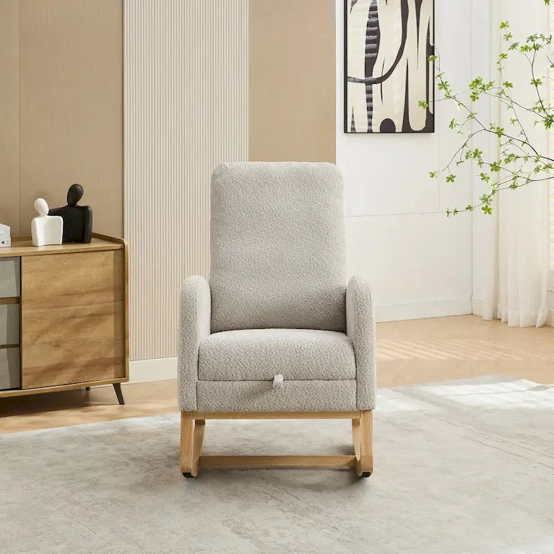 Fauteuil à bascule à oreilles avec poches latérales – 1 place, anthracite / marine / gris clair / ivoire / caramel