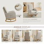 Fauteuil à bascule à oreilles avec poches latérales – 1 place, anthracite / marine / gris clair / ivoire / caramel