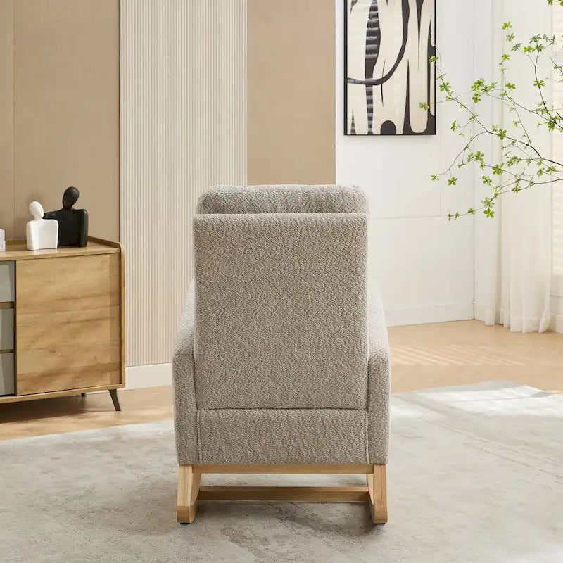 Fauteuil à bascule à oreilles avec poches latérales – 1 place, anthracite / marine / gris clair / ivoire / caramel