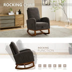 Fauteuil à bascule à oreilles avec poches latérales – 1 place, anthracite / marine / gris clair / ivoire / caramel