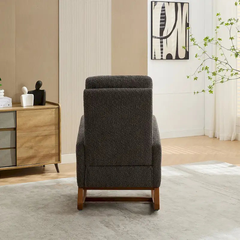 Fauteuil à bascule à oreilles avec poches latérales – 1 place, anthracite / marine / gris clair / ivoire / caramel