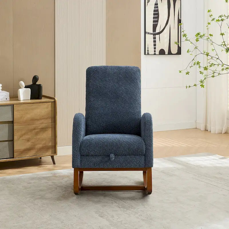 Fauteuil à bascule à oreilles avec poches latérales – 1 place, anthracite / marine / gris clair / ivoire / caramel