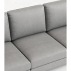 Canapé 3 places moderne en cuir gris/marron avec port USB et pieds en métal