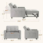 Canapé-lit convertible 3-en-1, Canapé-chaise dépliable, Lit pliant convertible pour salon