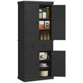 Meuble de rangement de cuisine autoportant traditionnel de 72 pouces avec 4 portes et 3 étagères réglables, grand tiroir central