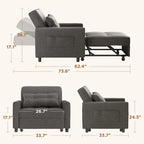 Canapé-lit convertible 3-en-1, Canapé-chaise dépliable, Lit pliant convertible pour salon
