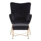 Fauteuil de salon en velours/similicuir avec ottoman, plusieurs coloris, 1 place