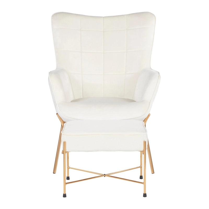 Fauteuil de salon en velours/similicuir avec ottoman, plusieurs coloris, 1 place