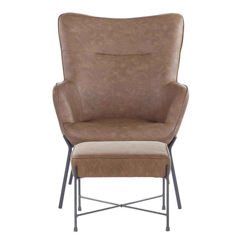 Fauteuil de salon en velours/similicuir avec ottoman, plusieurs coloris, 1 place