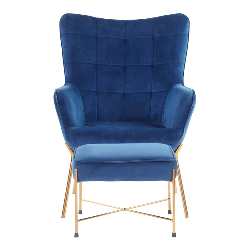 Fauteuil de salon en velours/similicuir avec ottoman, plusieurs coloris, 1 place
