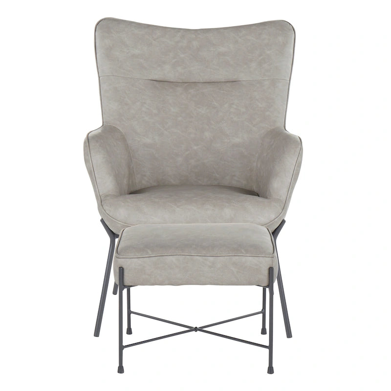 Fauteuil de salon en velours/similicuir avec ottoman, plusieurs coloris, 1 place
