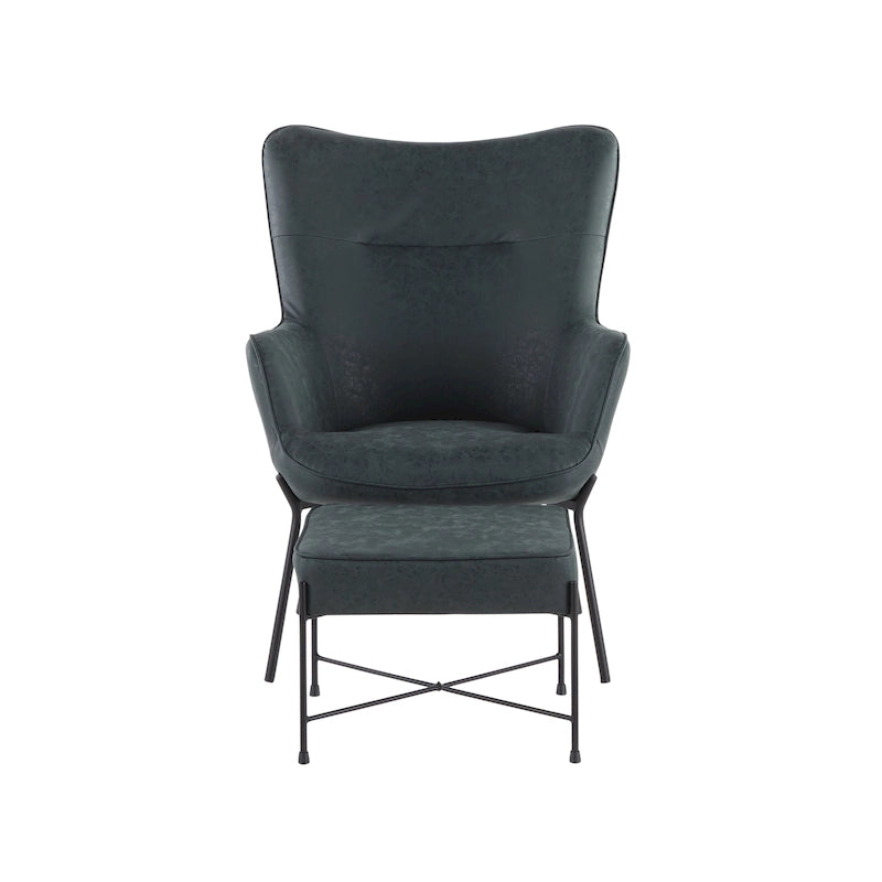 Fauteuil de salon en velours/similicuir avec ottoman, plusieurs coloris, 1 place
