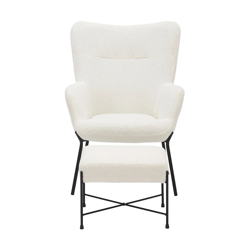 Fauteuil de salon en velours/similicuir avec ottoman, plusieurs coloris, 1 place