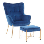 Fauteuil de salon en velours/similicuir avec ottoman, plusieurs coloris, 1 place