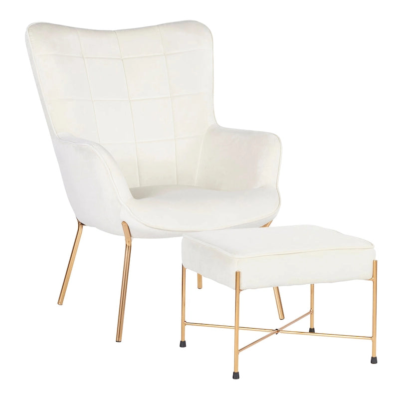 Fauteuil de salon en velours/similicuir avec ottoman, plusieurs coloris, 1 place