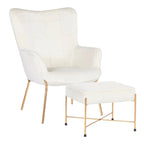 Fauteuil de salon en velours/similicuir avec ottoman, plusieurs coloris, 1 place