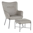 Fauteuil de salon en velours/similicuir avec ottoman, plusieurs coloris, 1 place