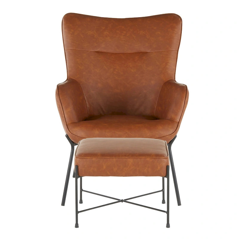 Fauteuil de salon en velours/similicuir avec ottoman, plusieurs coloris, 1 place