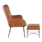 Fauteuil de salon en velours/similicuir avec ottoman, plusieurs coloris, 1 place