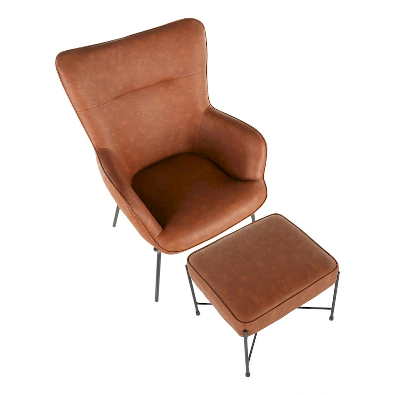 Fauteuil de salon en velours/similicuir avec ottoman, plusieurs coloris, 1 place