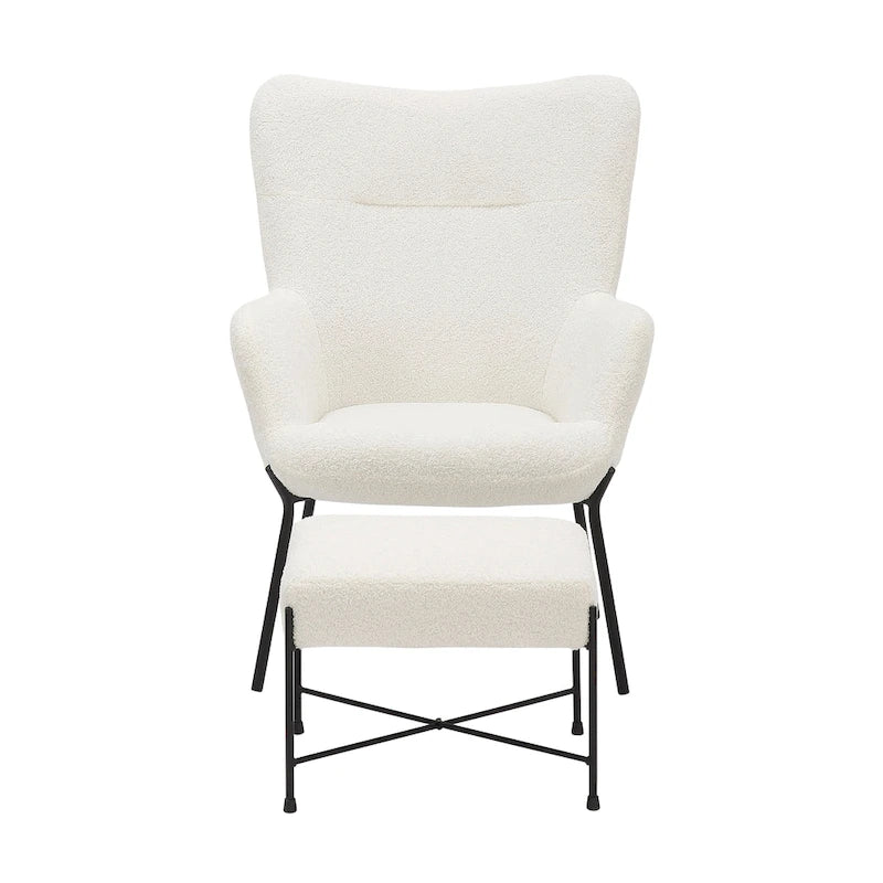 Fauteuil de salon en velours/similicuir avec ottoman, plusieurs coloris, 1 place