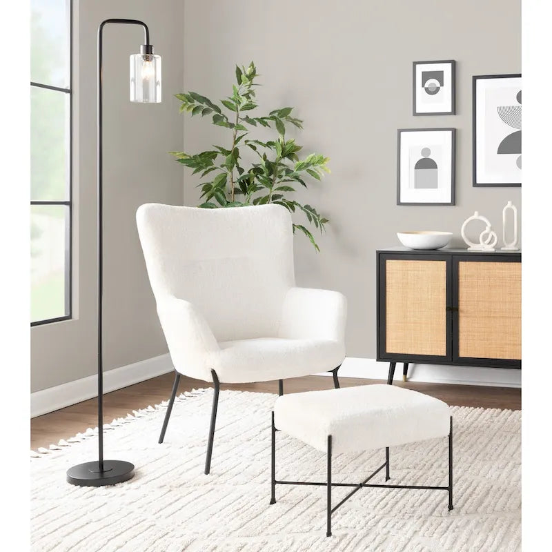 Fauteuil de salon en velours/similicuir avec ottoman, plusieurs coloris, 1 place