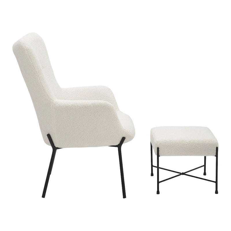 Fauteuil de salon en velours/similicuir avec ottoman, plusieurs coloris, 1 place