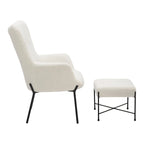 Fauteuil de salon en velours/similicuir avec ottoman, plusieurs coloris, 1 place