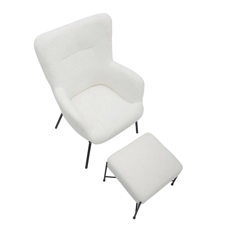 Fauteuil de salon en velours/similicuir avec ottoman, plusieurs coloris, 1 place