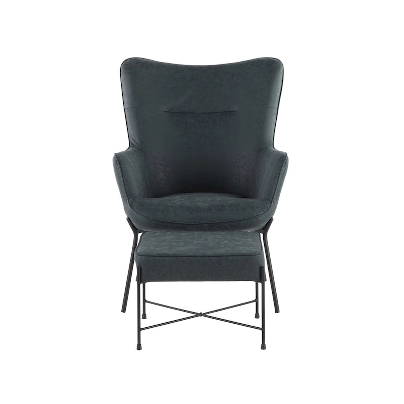 Fauteuil de salon en velours/similicuir avec ottoman, plusieurs coloris, 1 place