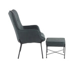 Fauteuil de salon en velours/similicuir avec ottoman, plusieurs coloris, 1 place