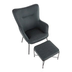 Fauteuil de salon en velours/similicuir avec ottoman, plusieurs coloris, 1 place