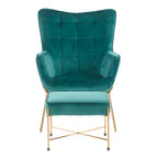 Fauteuil de salon en velours/similicuir avec ottoman, plusieurs coloris, 1 place
