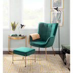 Fauteuil de salon en velours/similicuir avec ottoman, plusieurs coloris, 1 place