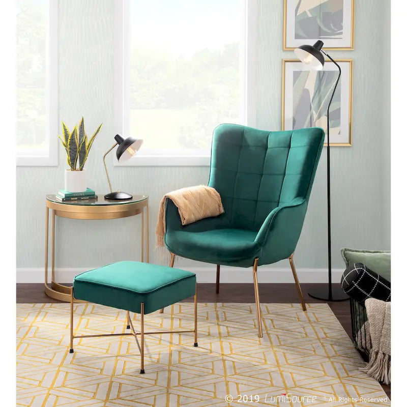 Fauteuil de salon en velours/similicuir avec ottoman, plusieurs coloris, 1 place